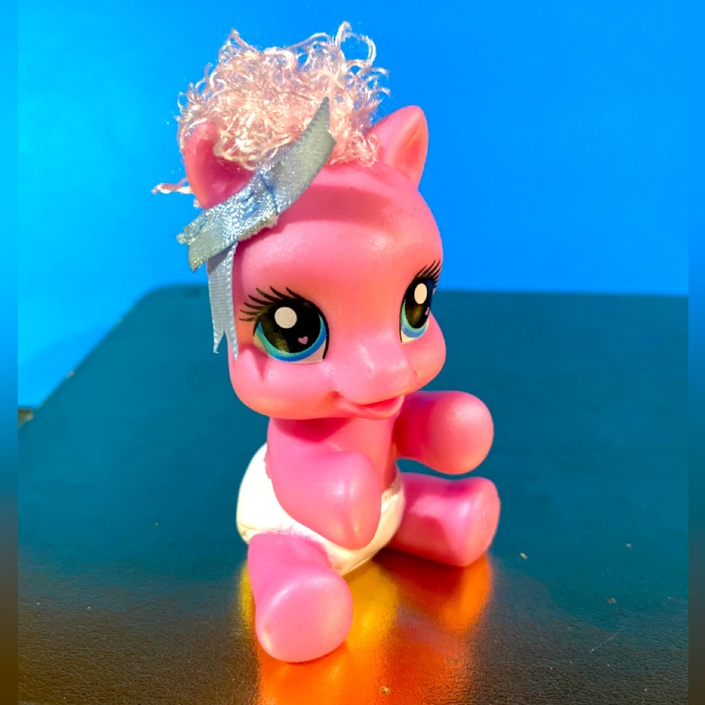 MY LITTLE PONY G3.5 NEWBORN CUTIES PINKIE PIE, BLUE BOW, DIAPER w/BALLOON SYMBOL